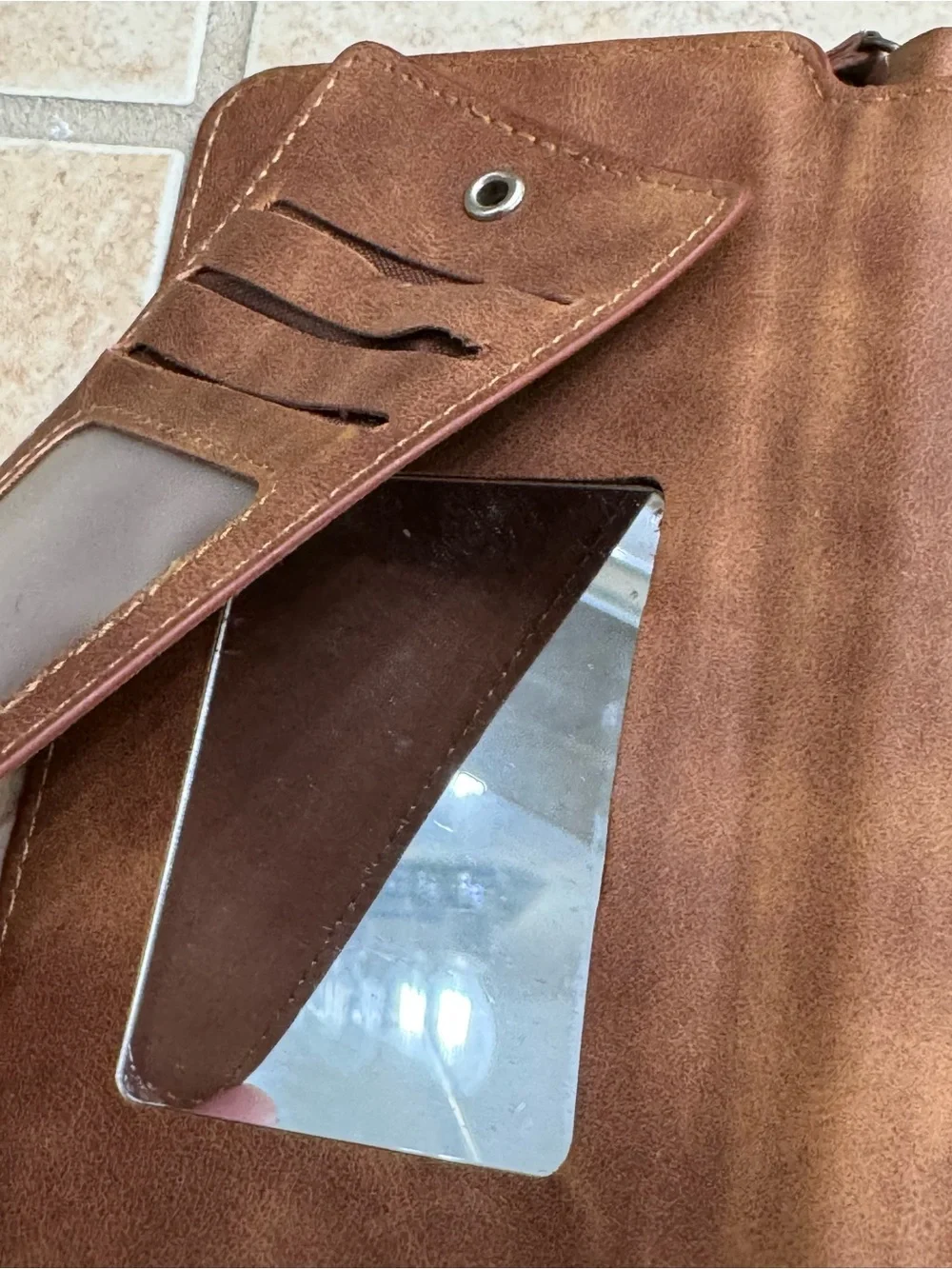 BRG Bifold Brown Faux Leather Women’s Zip Wallet with Snap Closure
